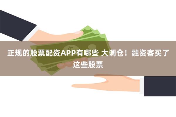 正规的股票配资APP有哪些 大调仓！融资客买了这些股票