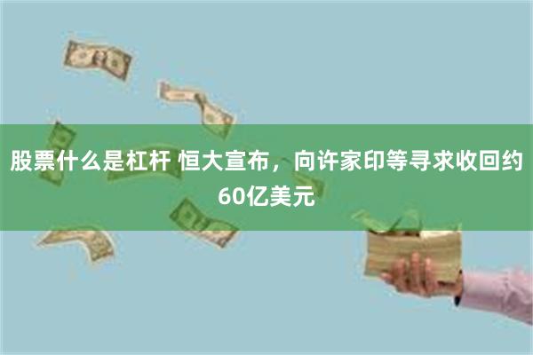 股票什么是杠杆 恒大宣布，向许家印等寻求收回约60亿美元