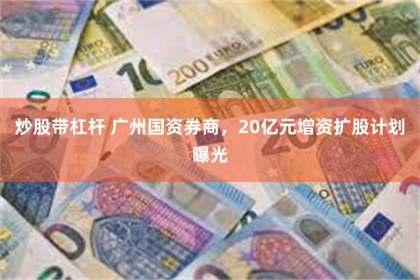 炒股带杠杆 广州国资券商，20亿元增资扩股计划曝光