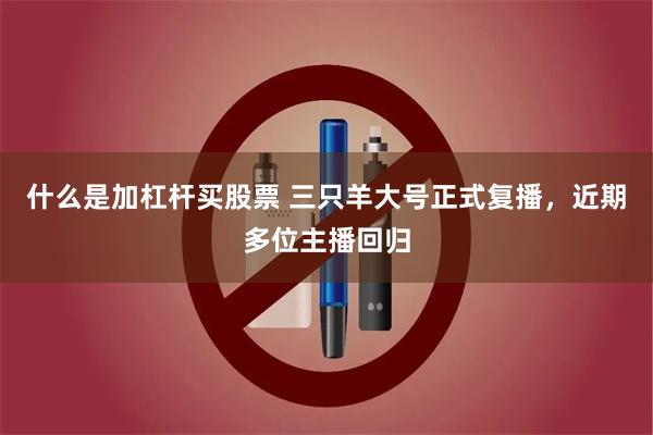 什么是加杠杆买股票 三只羊大号正式复播，近期多位主播回归