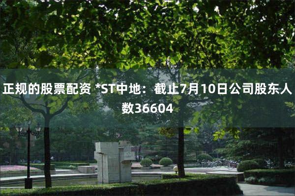 正规的股票配资 *ST中地：截止7月10日公司股东人数36604